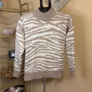 Maurice’s Cream and White Zebra Animal Print Sweater Medium